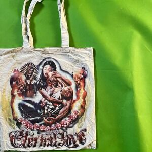 Eternal Love Graphic Print Tote Bag Latino Skull Tattoo Style Art
